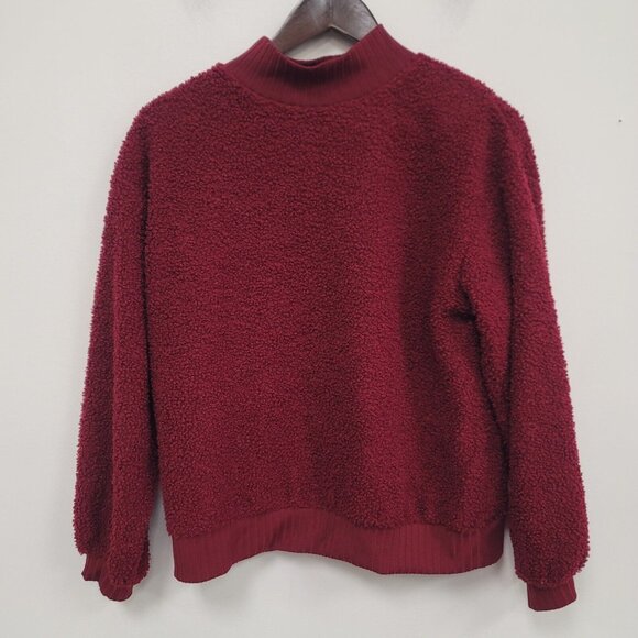 Porridge Anthropologie Womens Teddy Sweater Size XS Cherry Red Mock Neck Boho - Picture 1 of 9